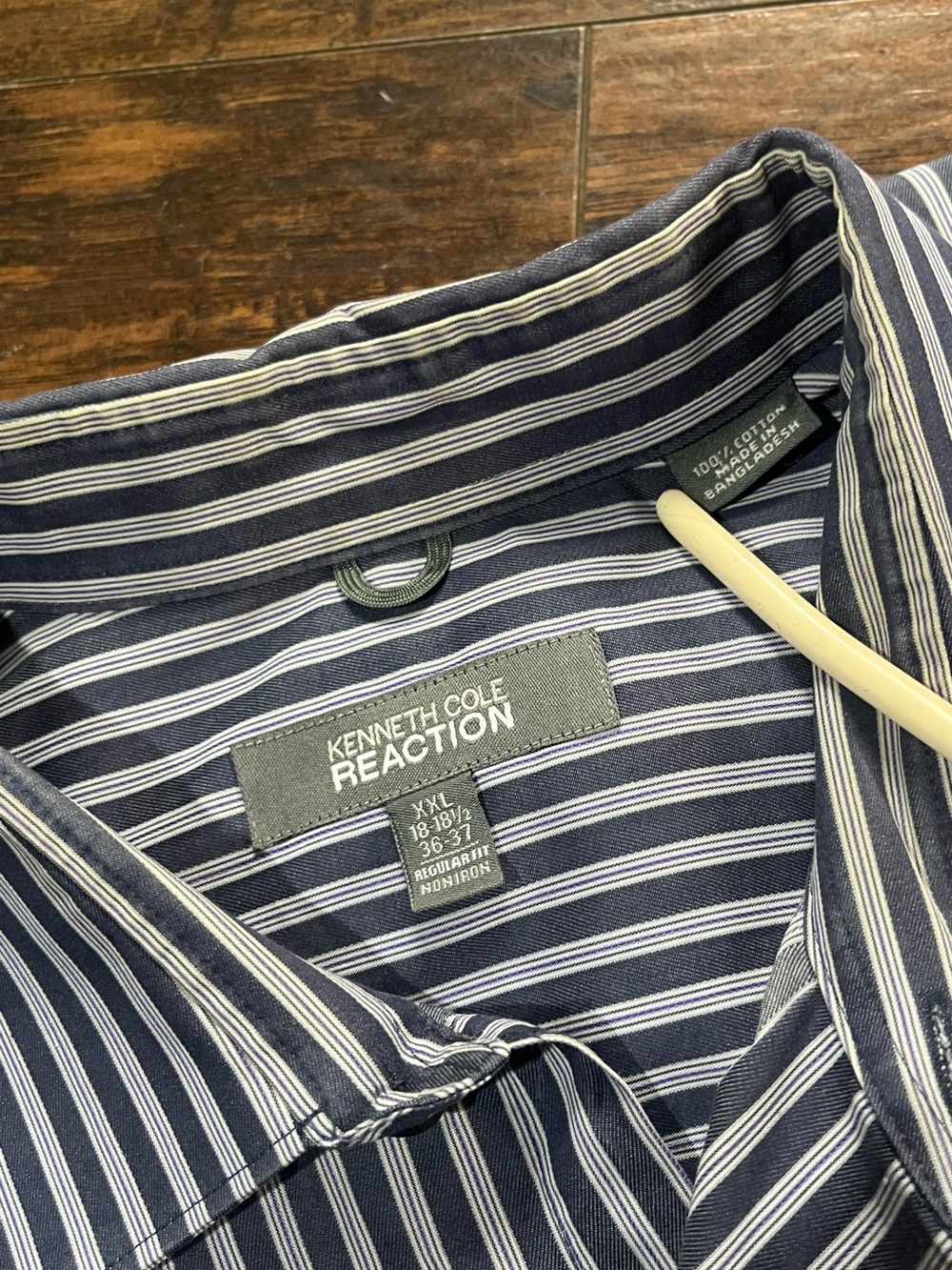 Kenneth Cole Reaction Navy & White Striped Button-Down Shirt